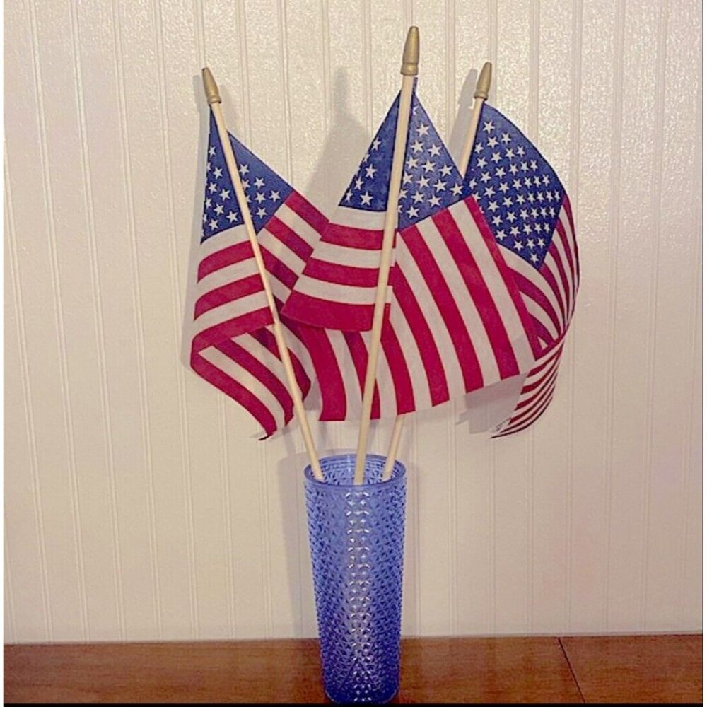 American Flag 8x12in USA Flag Handheld Flag On 24” Staff